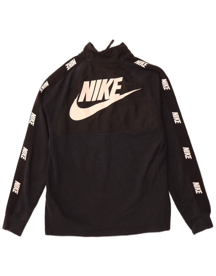 NIKE Hombre Graphic Zip Neck Sudadera Jumper Pequeño Algodón Negro