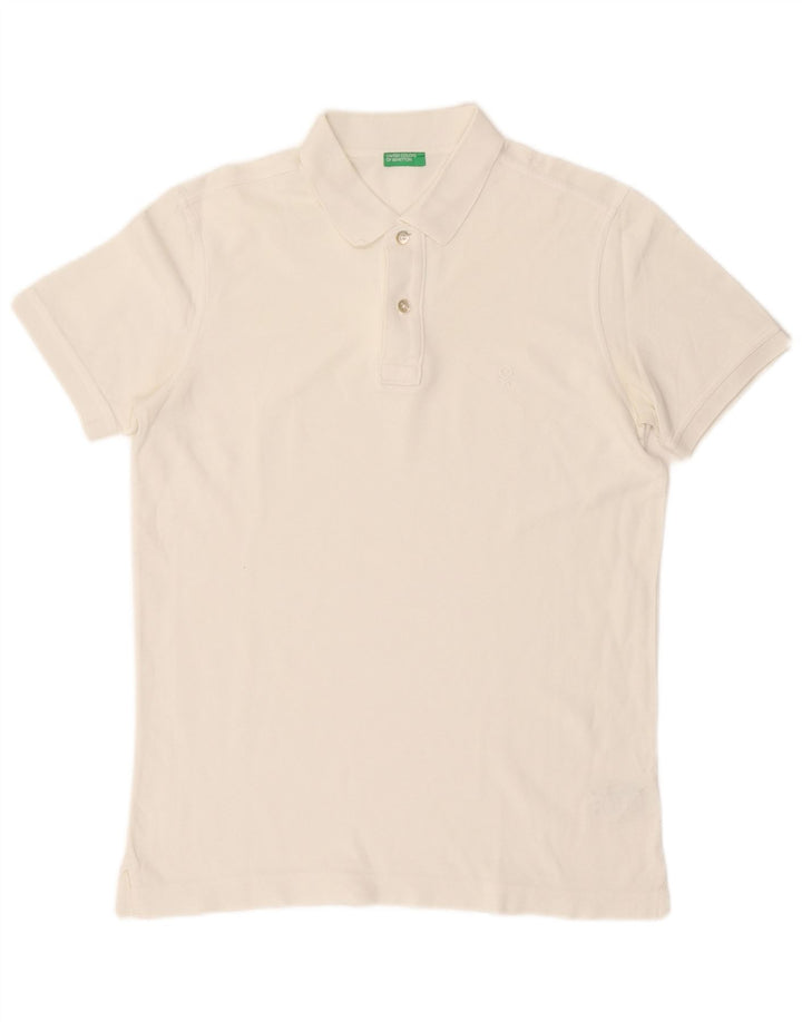 BENETTON Mens Polo Shirt Small White Cotton