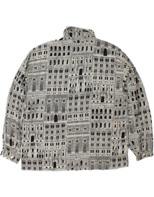 I BLUES Blusa camisera gráfica para mujer IT 46 Large Seda negra