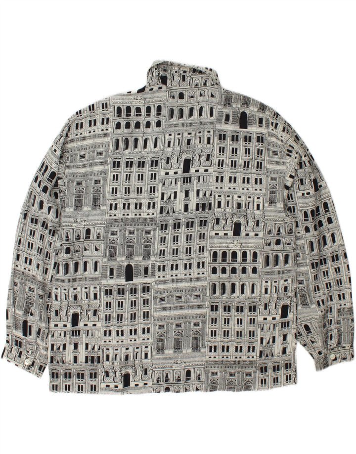 I BLUES Blusa camisera gráfica para mujer IT 46 Large Seda negra