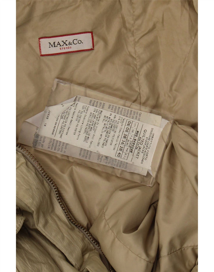 Max & Co. Chaqueta acolchada para mujer UK 8 Small Beige Poliéster