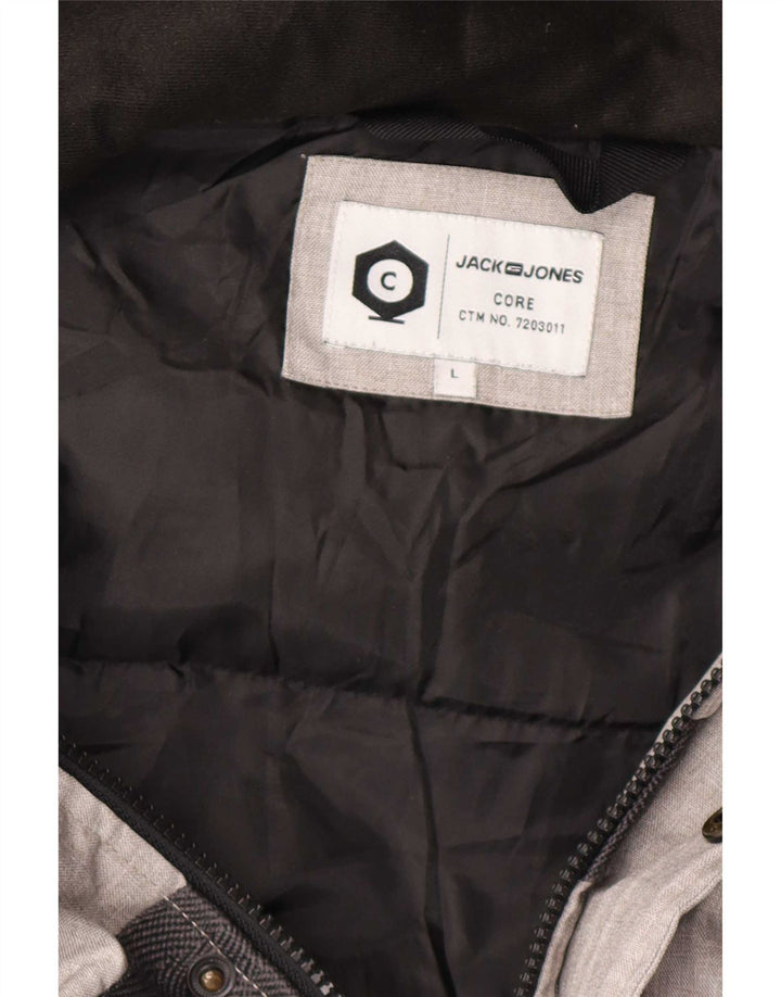 Jack & Jones - Chaqueta acolchada con capucha para hombre, talla 40, color gris grande