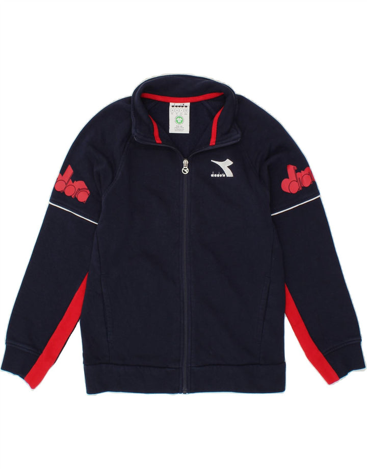 DIADORA Boys Graphic Tracksuit Top Jacket 8-9 Years Medium Navy Blue Vintage Diadora and Second-Hand Diadora from Messina Hembry 