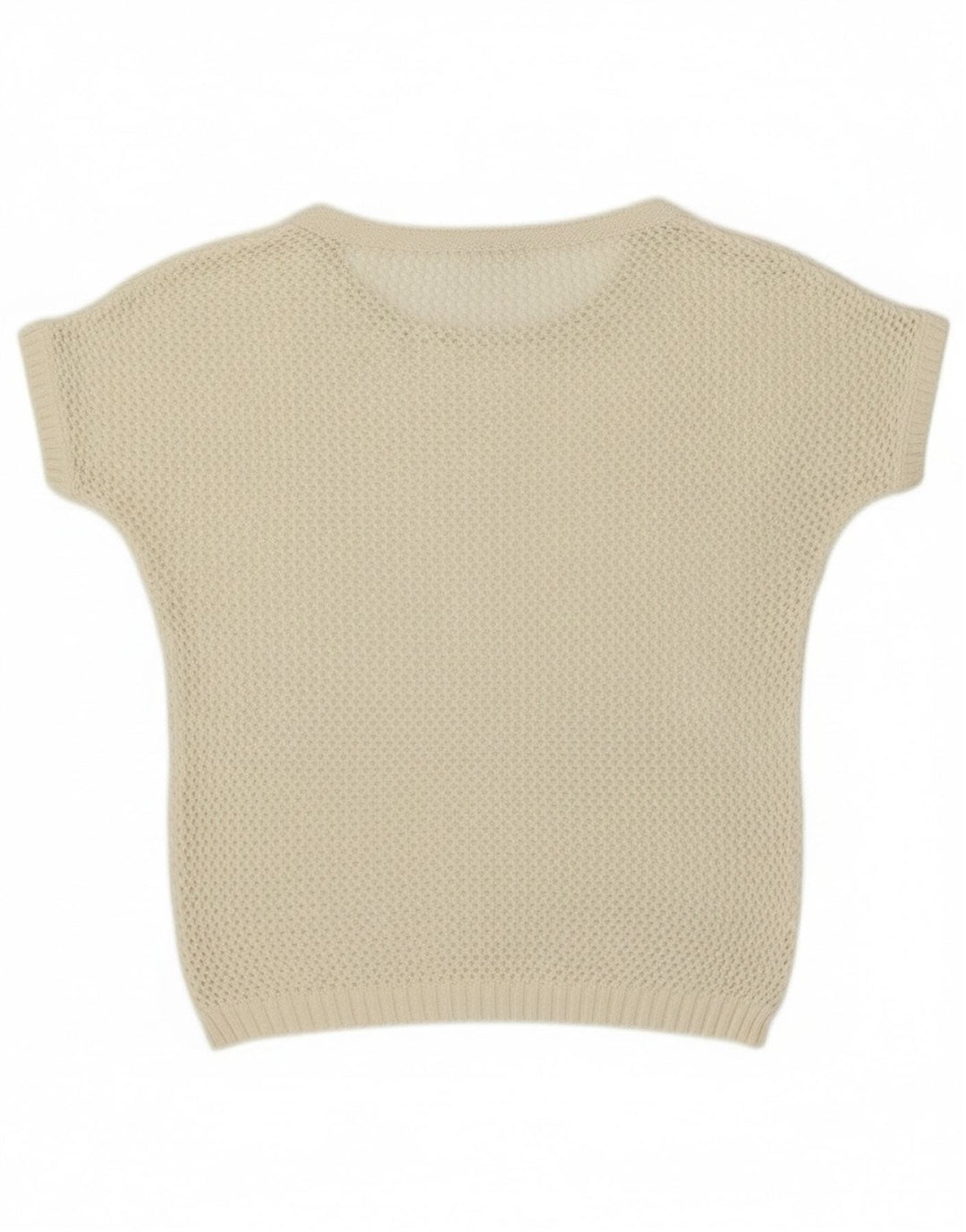 Vintage mujer manga corta cuello redondo jersey suéter Reino Unido 12 medio blanco apagado