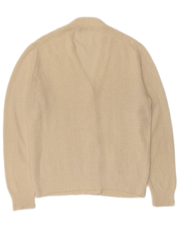 Vintage mujer Cardigan suéter Reino Unido 14 Medio Beige