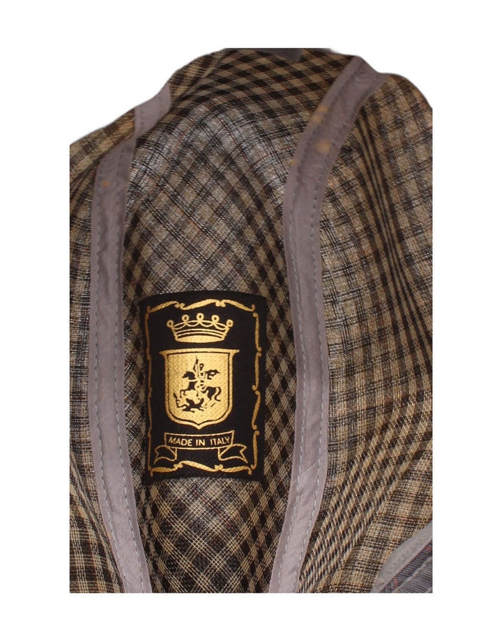 Vintage hombres Fedora sombrero grande gris cheque clásico