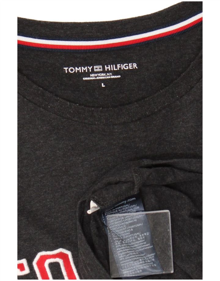 Tommy Hilfiger Top gráfico para hombre de manga larga de algodón negro grande
