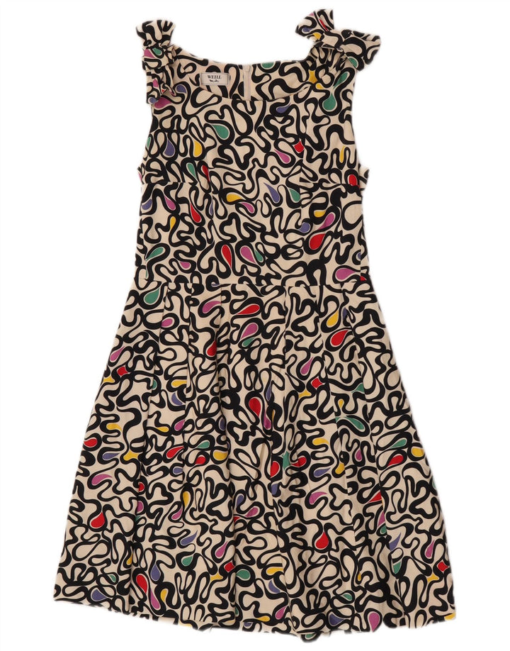 Weill Vestido acampanado sin mangas con estampado abstracto para mujer UK 10 Small Off White