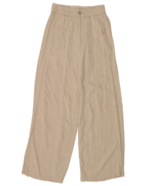 Stradivarius Pantalones Casuales De Pierna Ancha De Cintura Alta Para Mujer XS W24 L24 Beige