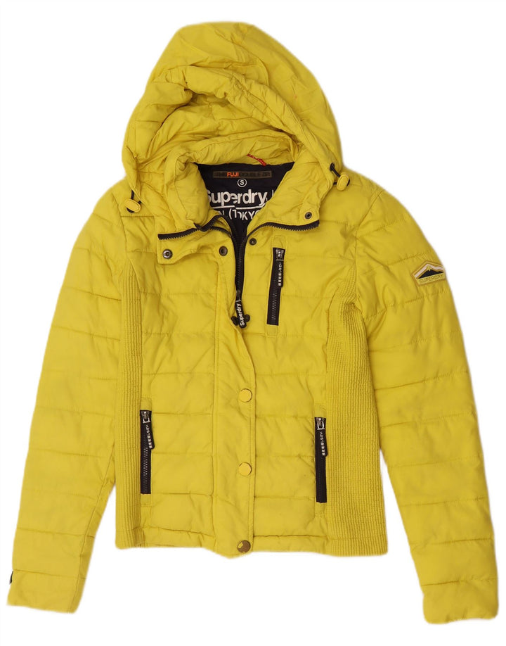 Superdry Chaqueta Acolchada Con Capucha Para Mujer UK 40 Small Poliéster Amarillo