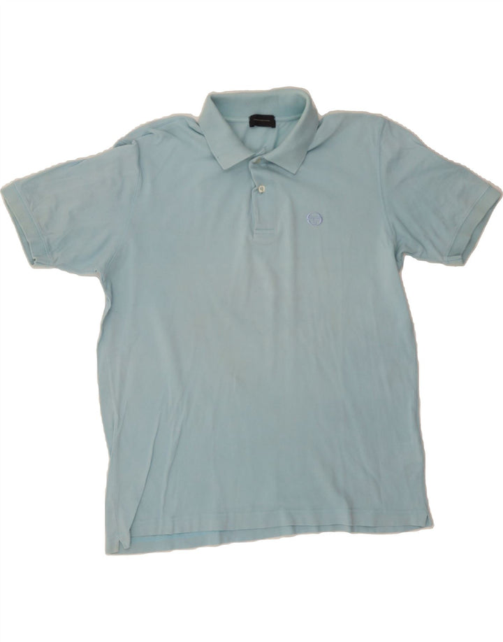 SERGIO TACCHINI Mens Polo Shirt IT 50 Large Turquoise Cotton Vintage Sergio Tacchini and Second-Hand Sergio Tacchini from Messina Hembry 