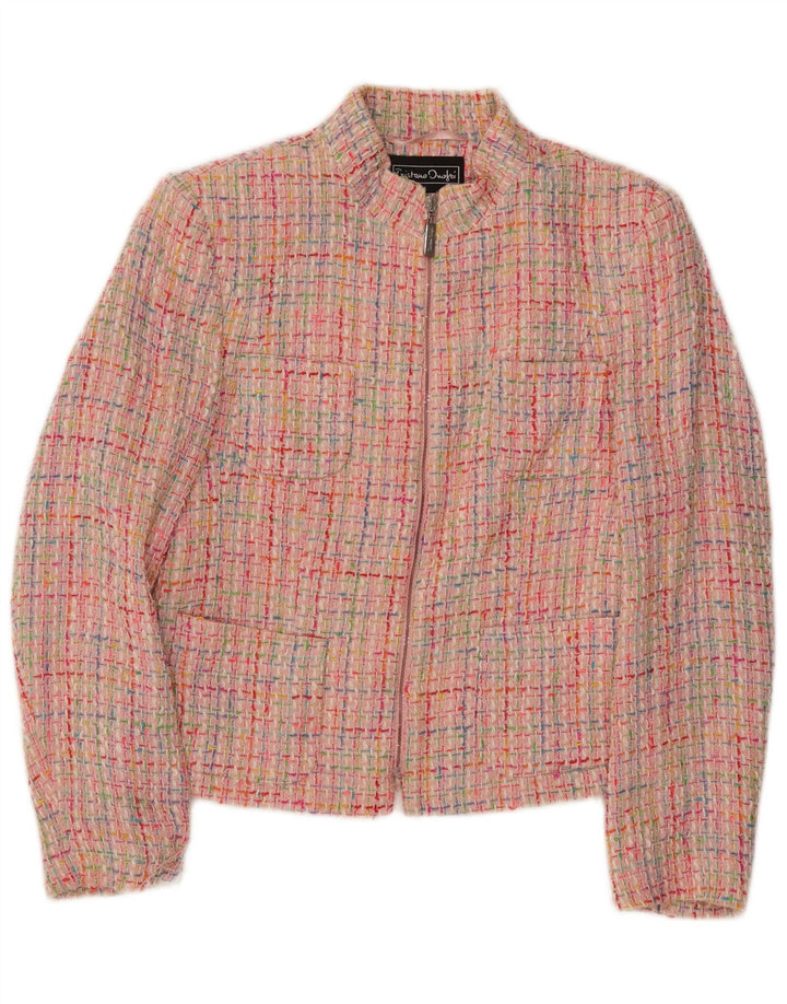 TRISTANO ONOFRI Womens Blazer Jacket UK 12 Medium  Pink Check Cotton