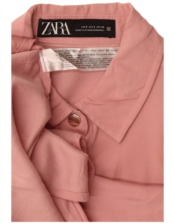 Zara Mujer Vestido Camisero Extragrande UK 10 Small Viscosa Rosa