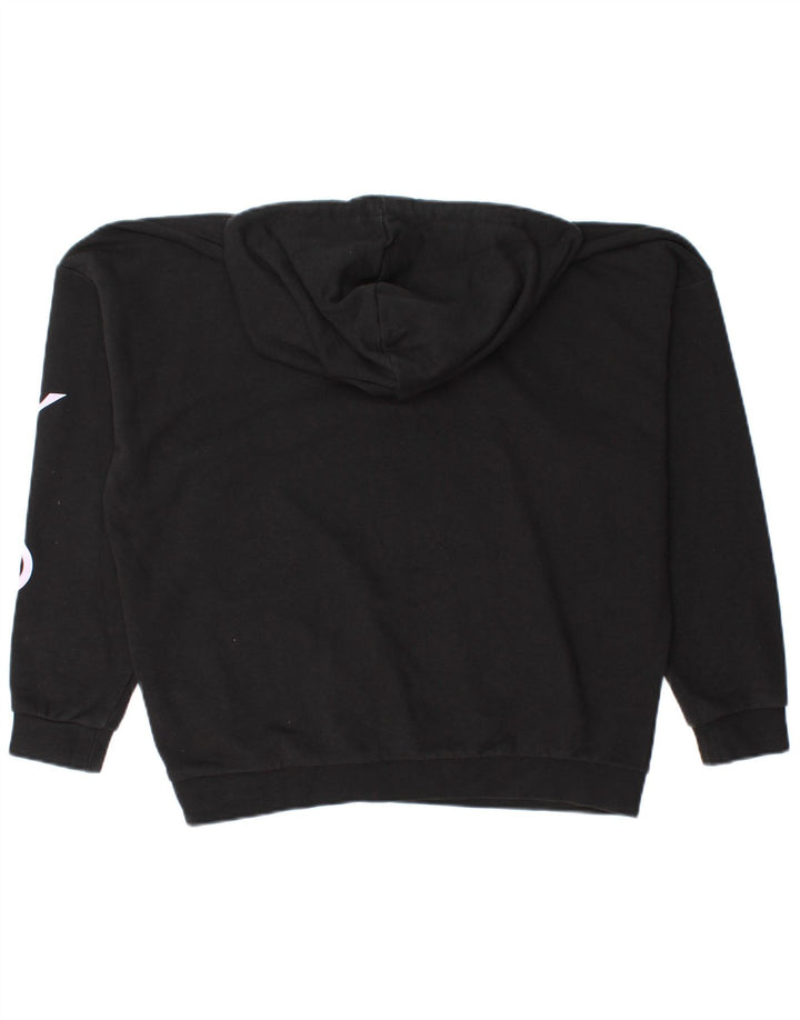 Puma Mujer Gráfico Oversize Sudadera con capucha Jumper UK 10 Pequeño Algodón Negro