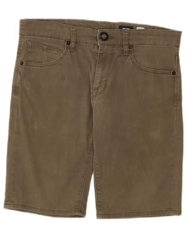 Volcom Hombre Solver Denim Shorts W30 Algodón Caqui Medio