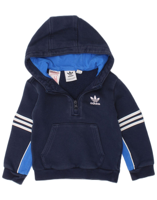 ADIDAS Jersey con capucha y cuello con cremallera para bebé niño 12-18 meses Azul marino Colorblock