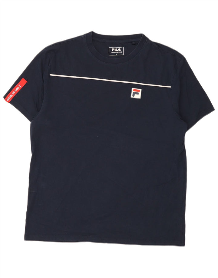 FILA - Camiseta para hombre, talla grande, color azul marino, algodón