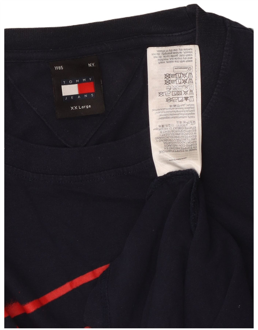 TOMMY HILFIGER Camiseta gráfica para hombre Top 2XL Azul marino Algodón