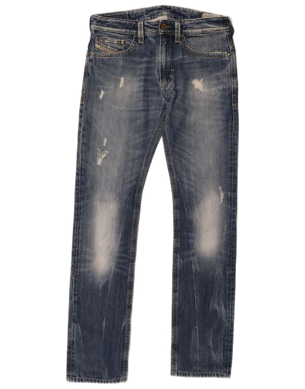 Diesel Hombre Vaqueros Slim Desgastados W30 L33 Algodón Azul
