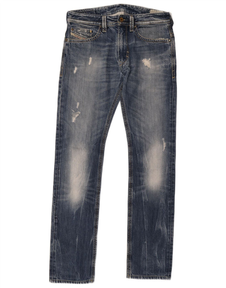 Diesel Hombre Vaqueros Slim Desgastados W30 L33 Algodón Azul
