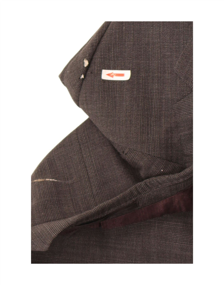 Marks & Spencer Chaqueta tipo blazer de 2 botones para hombre UK 46 XL Lana a cuadros gris