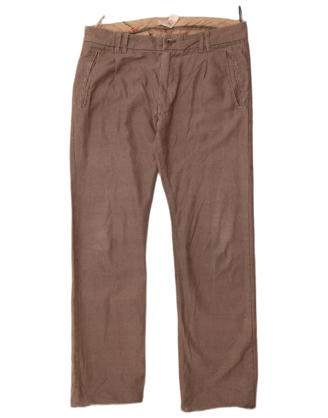 Diesel Pantalones chinos rectos para hombre W33 L33 Algodón de pata de gallo gris