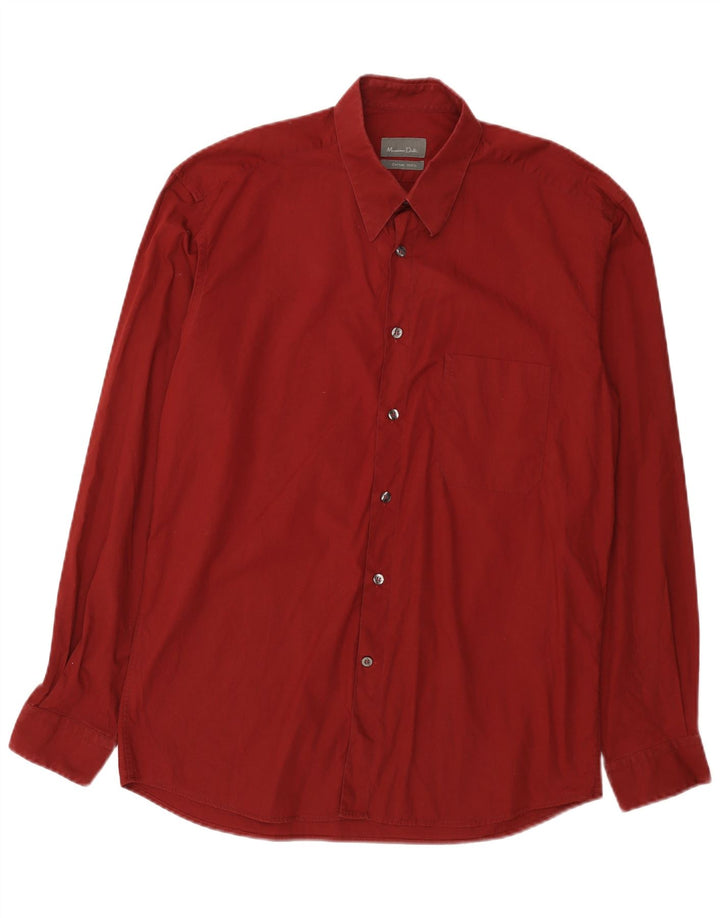 Camisa Massimo Dutti Hombre Talla 42 Grande Burdeos Algodón