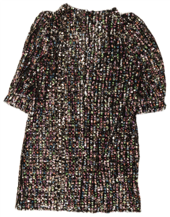 Zara Vestido recto con lentejuelas para mujer UK 10 Small Multicolor Colorful