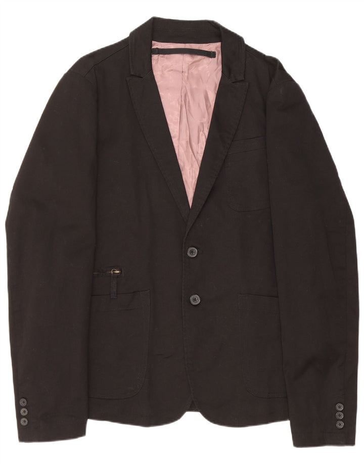 Diesel Chaqueta tipo blazer de 2 botones para hombre UK 40 Large Algodón negro