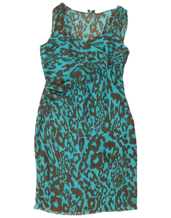 L.K. Bennett Vestido tubo sin mangas para mujer UK 44 Estampado animal azul medio