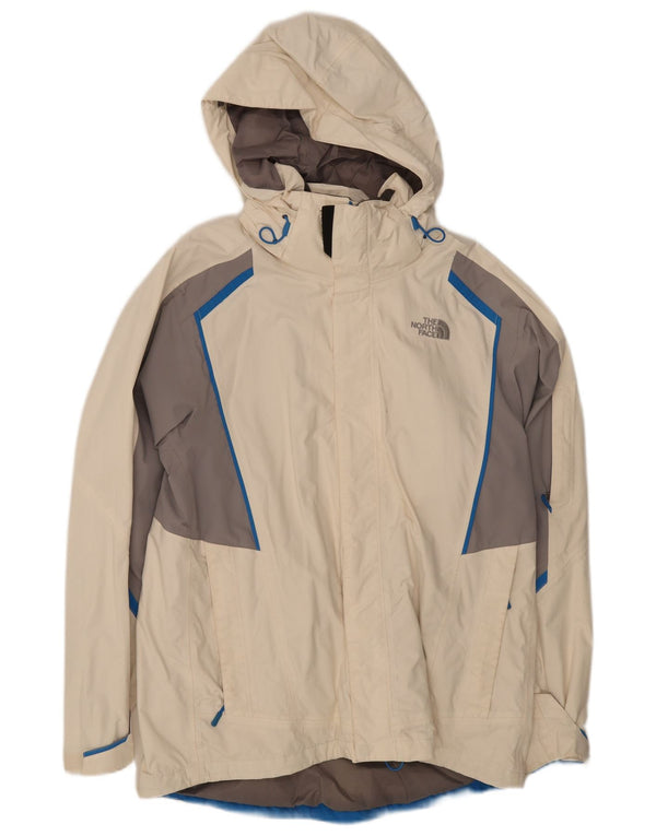 The North Face Mens Hooded Rain Jacket UK 38 Medium White Colourblock Nylon