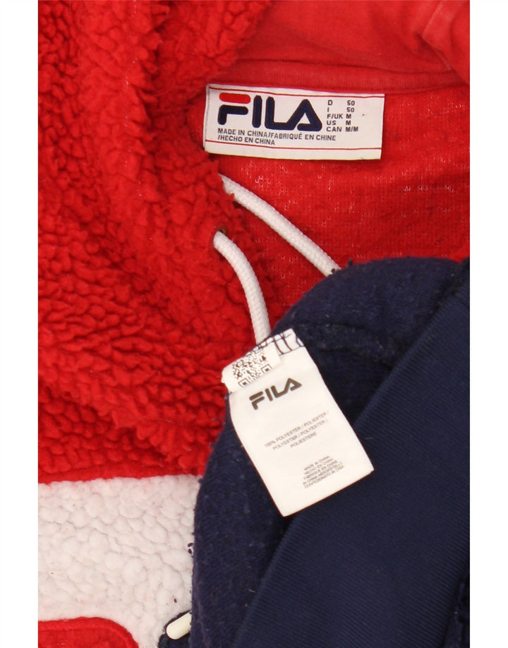 FILA Jersey de forro polar con capucha y gráfico para hombre, tamaño mediano, multicolor, color block