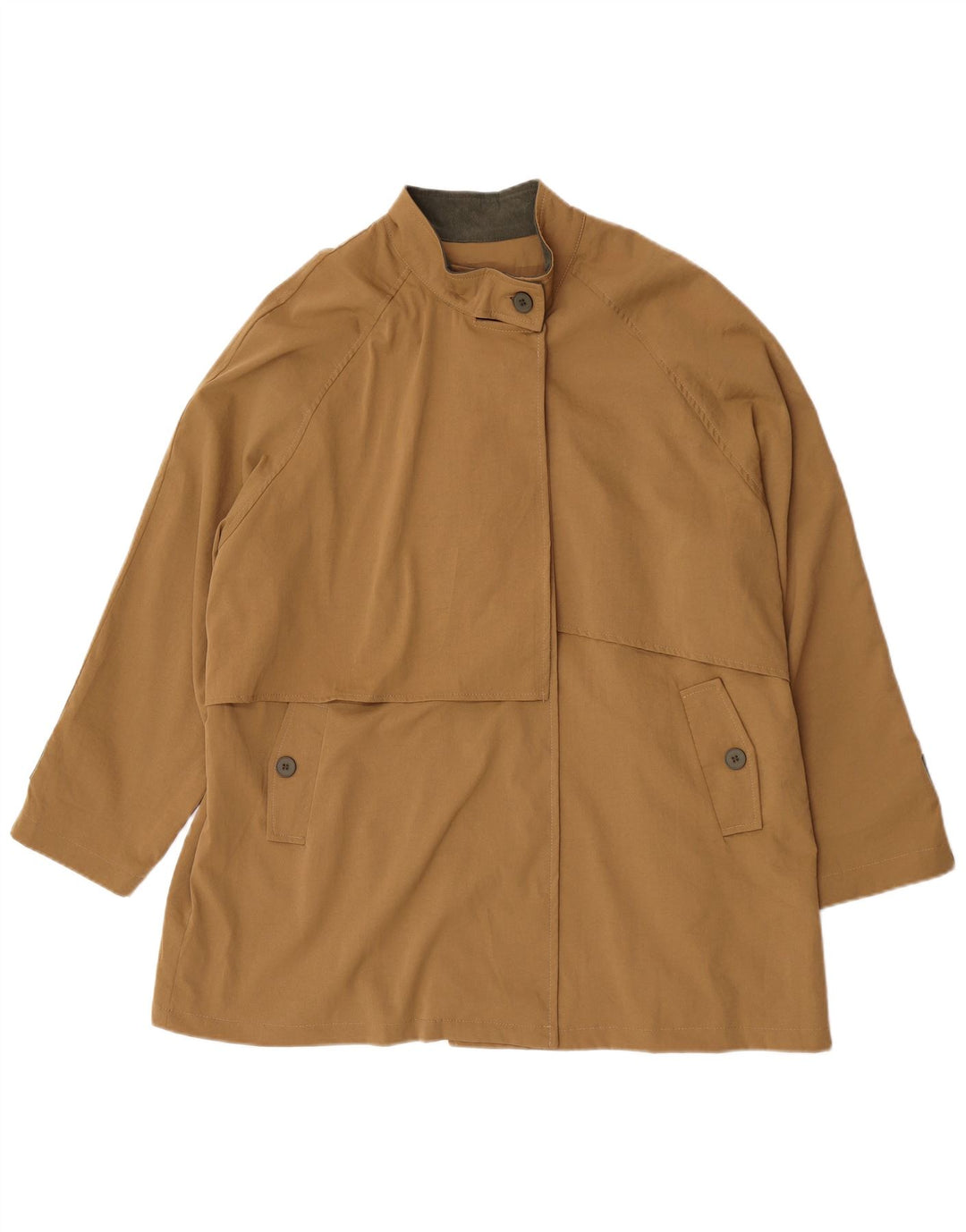 Vintage mujer gabardina Reino Unido 24 4XL marrón poliéster