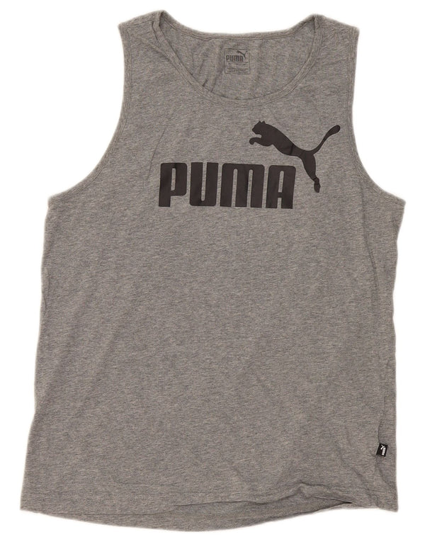 Puma Hombre Gráfico Chaleco Top Grande Gris Algodón