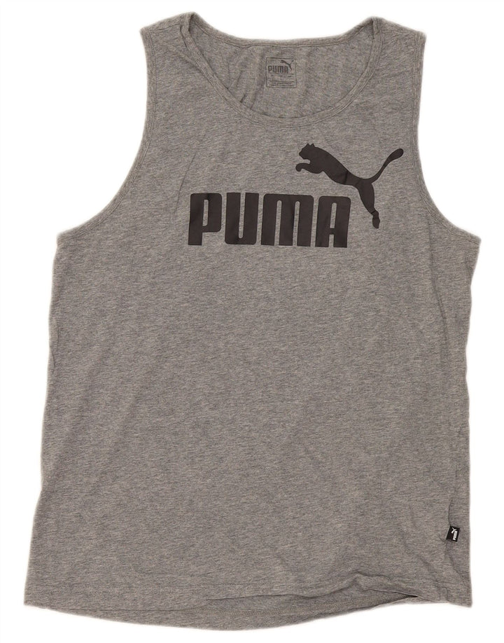 Puma Hombre Gráfico Chaleco Top Grande Gris Algodón