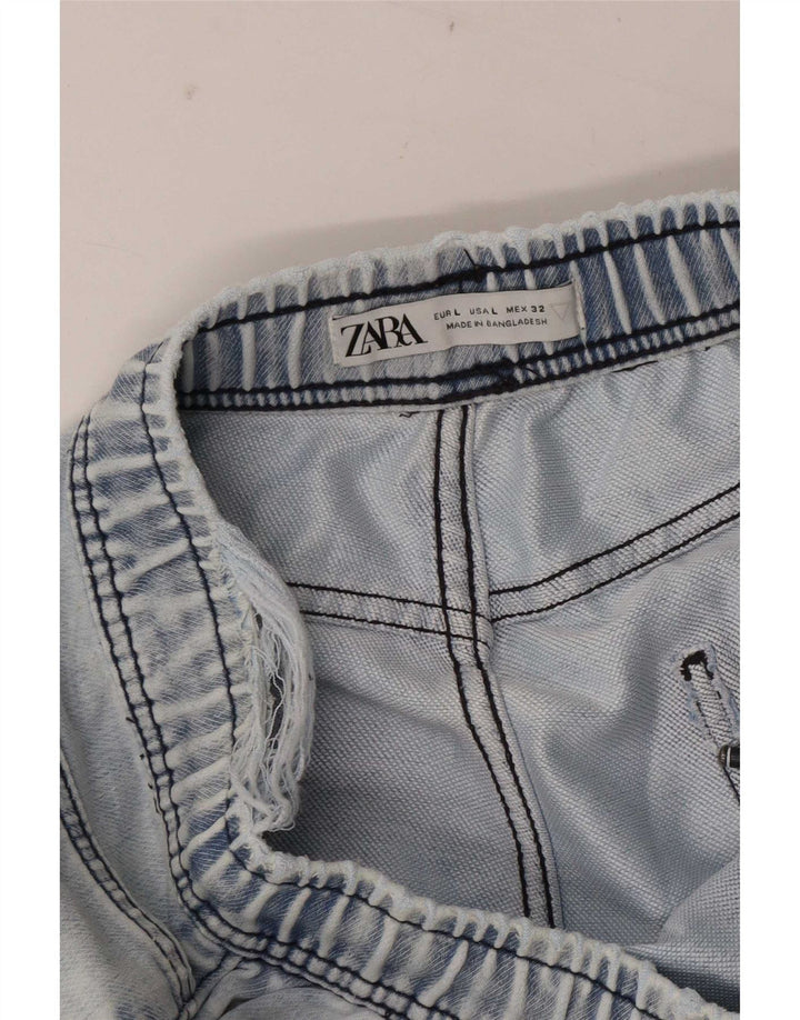 Zara Mujer Pantalones Cortos De Mezclilla Grande W32 Azul