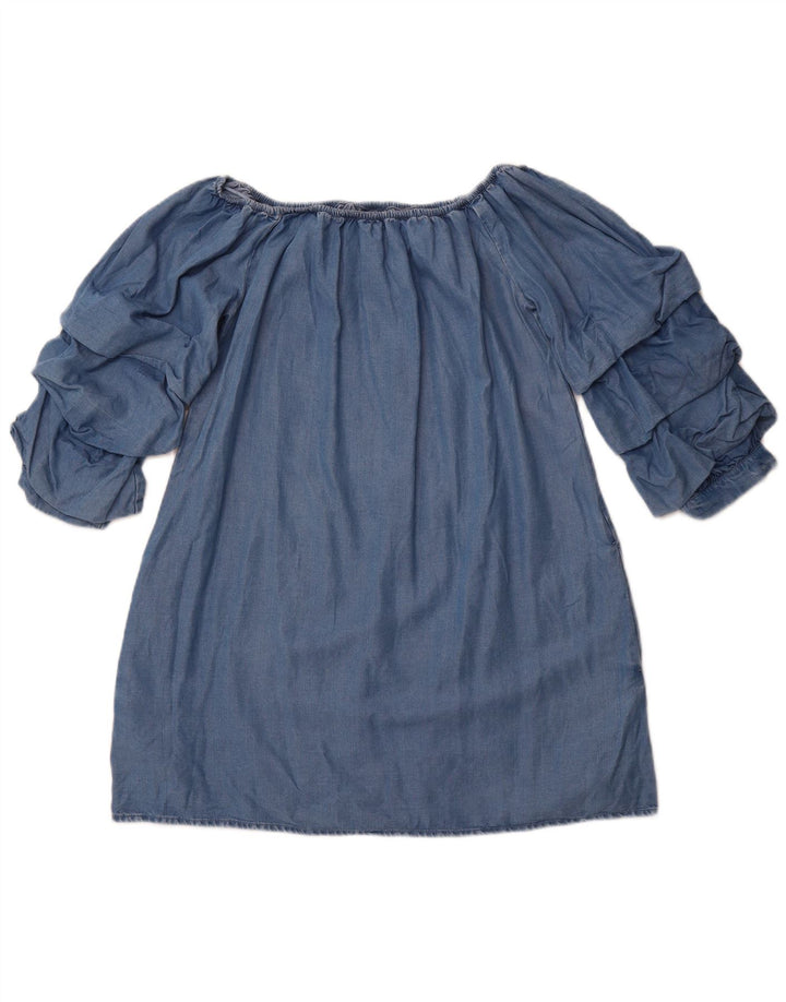 ZARA Top con hombros descubiertos y manga 3/4 para mujer UK 40 Azul medio