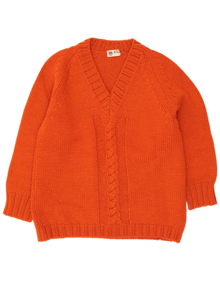 Vintage mujer V-cuello jumper suéter Reino Unido 14 rojo medio
