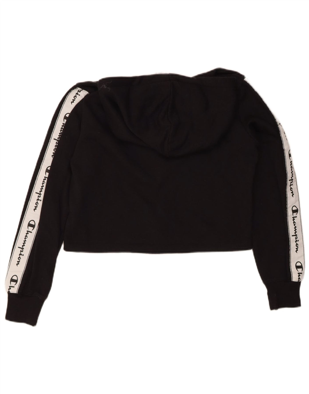 CHAMPION Womens Crop Hoodie Jumper UK 12 Medium Black