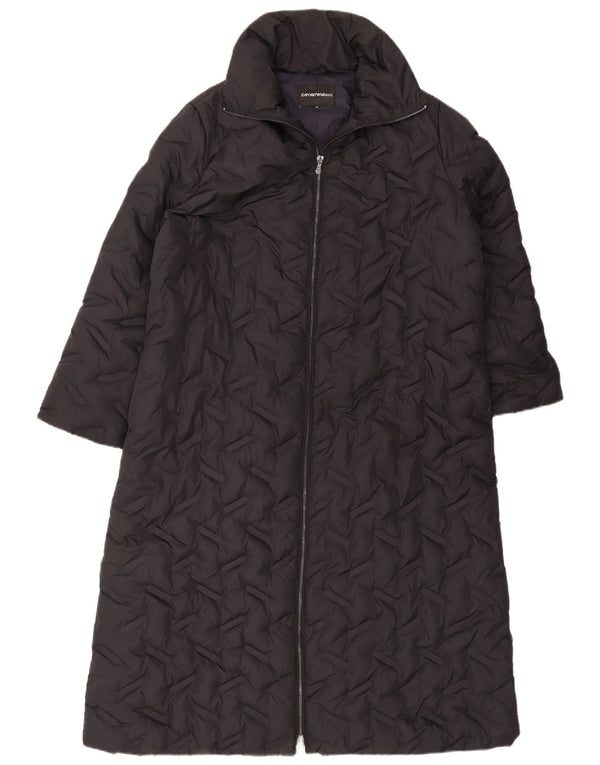 Emporio Armani Abrigo acolchado acolchado para mujer IT 42 Poliéster negro mediano