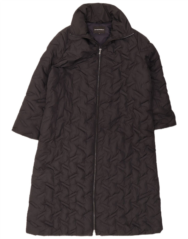 Emporio Armani Abrigo acolchado acolchado para mujer IT 42 Poliéster negro mediano