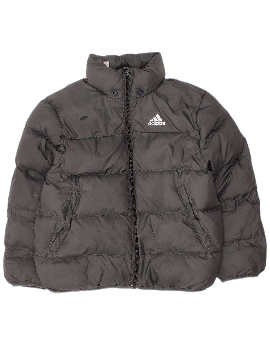ADIDAS Boys Padded Jacket 6-7 Years Grey Polyester