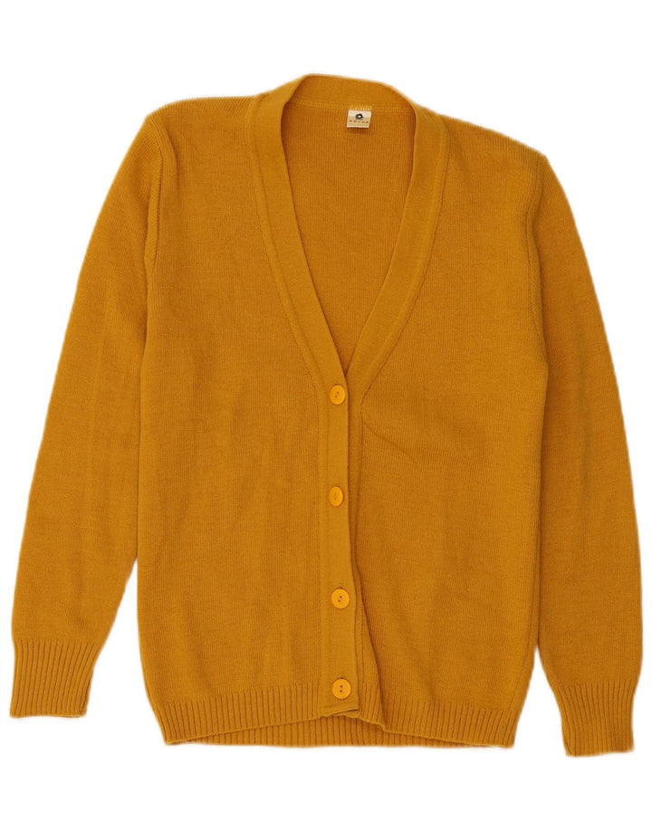 VINTAGE Suéter cárdigan de mujer IT 40/42 Acrílico amarillo pequeño