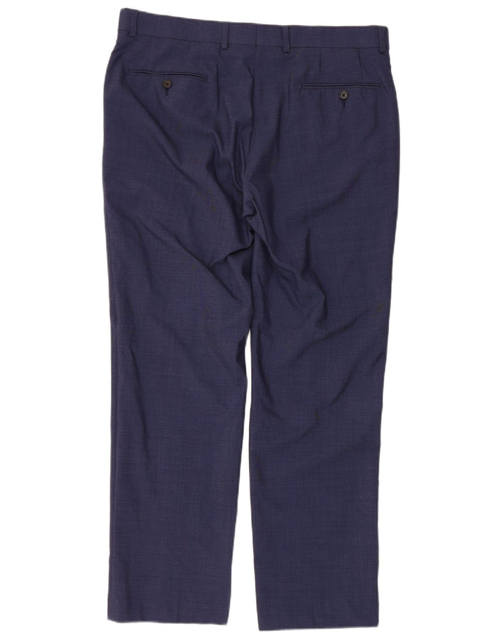 RALPH LAUREN Pantalón de traje recto para hombre W34 L30 Lana azul marino