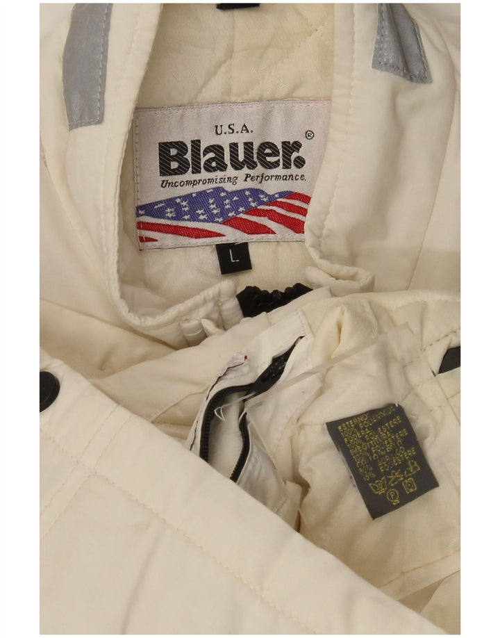 BLAUER Chaqueta militar para mujer UK 40 Grande Poliamida blanquecina