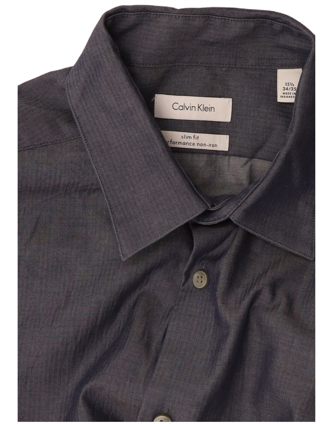 Calvin Klein Jeans Camisa para hombre Talla 15 1/2 Mediana Azul marino Espiga