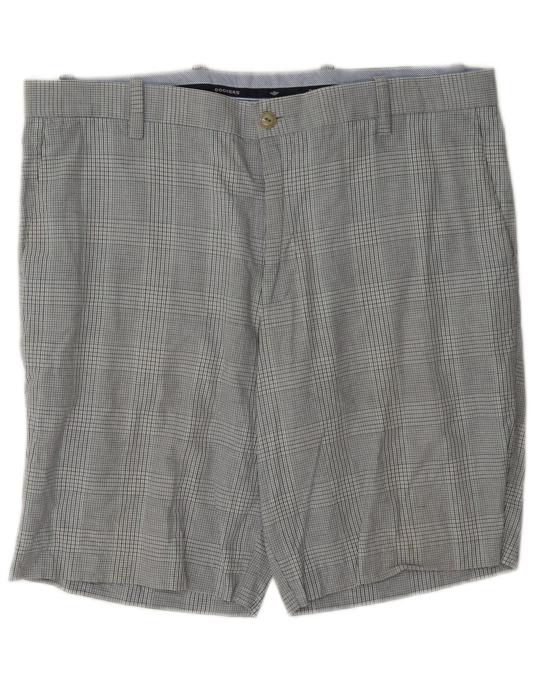 Dockers Pantalones cortos chinos para hombre W38 XL Algodón a cuadros gris