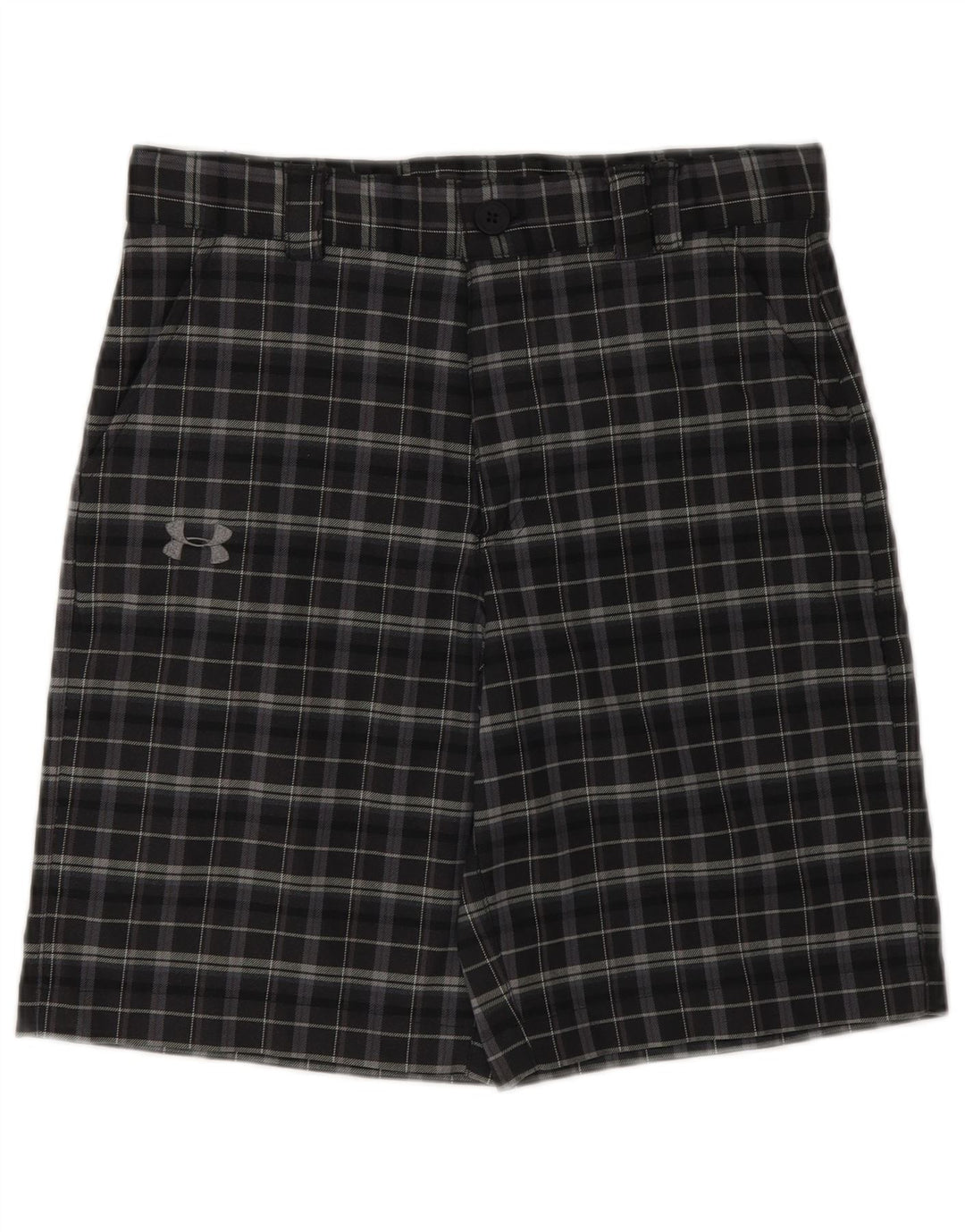 UNDER ARMOUR Pantalones cortos chinos para niños 11-12 años Grande W26 Poliéster a cuadros grises