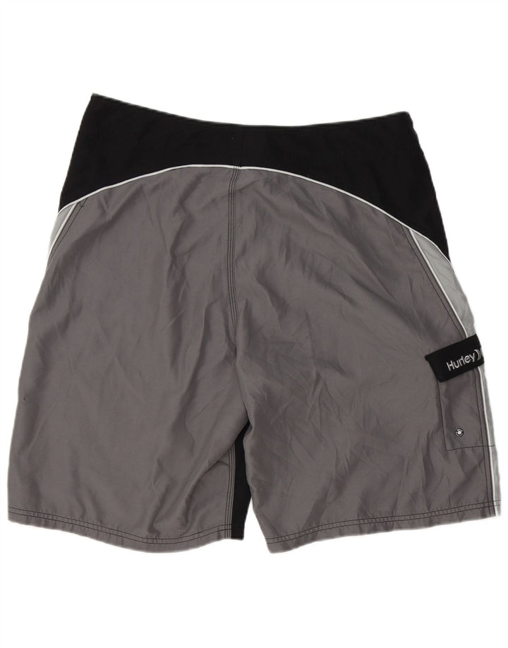 Hurley Bañador con estampado gráfico para hombre, talla grande, color negro, poliéster