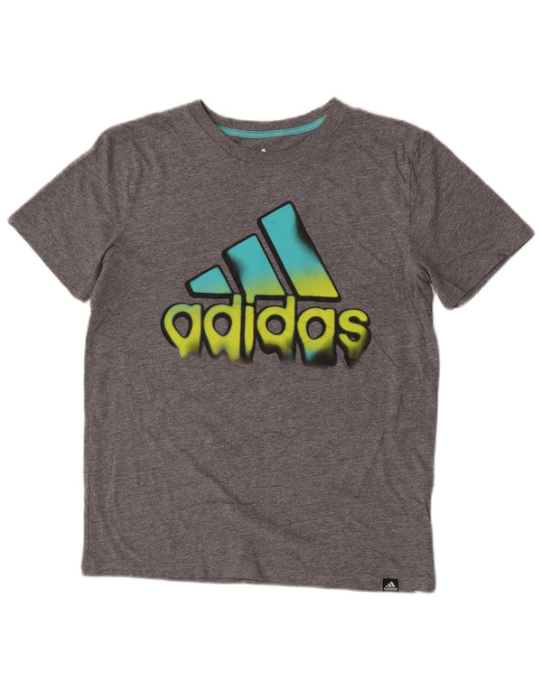 Adidas Camiseta gráfica para niños 14-15 años Grande Gris Algodón